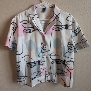 Abstract art short sleeved button up